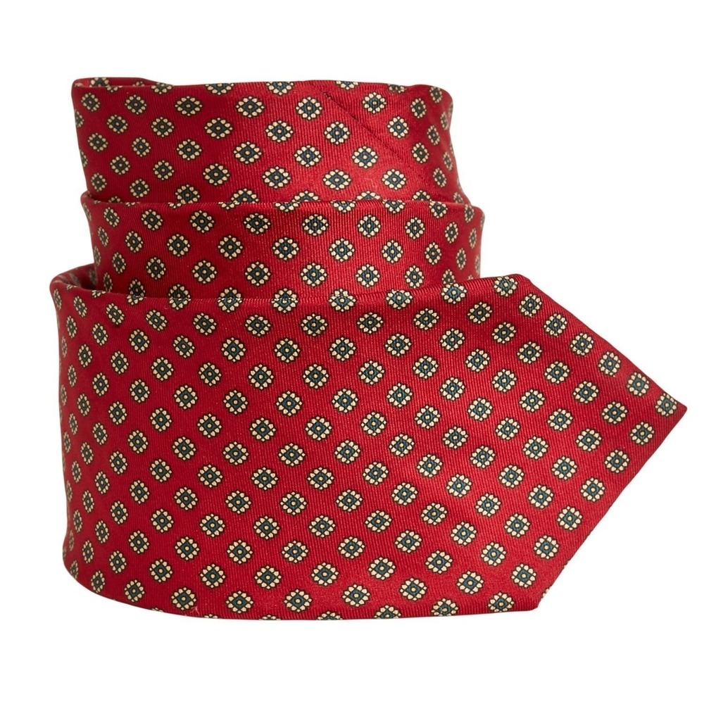 Jos. A. Bank Clothiers Men's 100% Silk Necktie Designer Red Medallion Geometric